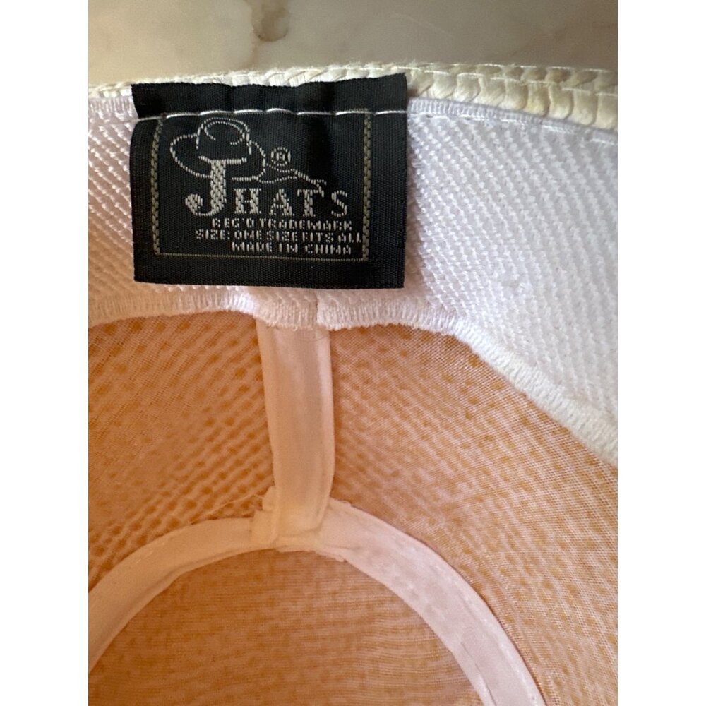 White Straw Fedora‎ Hat With Tropical Band One Size - Picture 4 of 4
